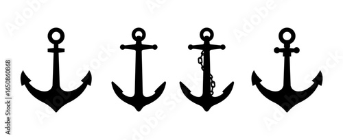 anchor silhouette  set - vector ilustration 