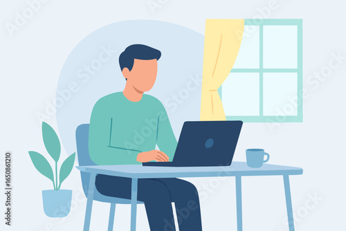 Flat illustration of business professional pitching startup idea to investors with rising chart.