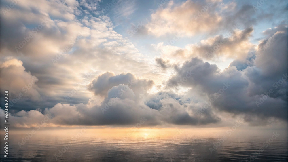 Fototapeta premium Beautiful cloudy sky with reflection on water creating a peaceful and serene atmosphere