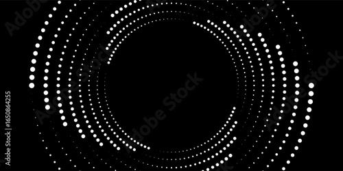 Dotted circular logo. circular concentric dots isolated on the white background. Halftone fabric design