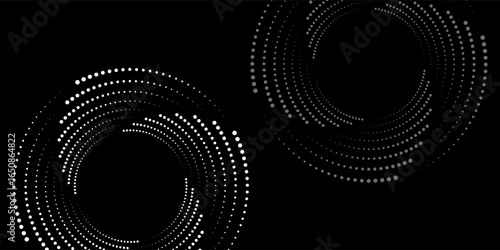 Dotted circular logo. circular concentric dots isolated on the white background. Halftone fabric design