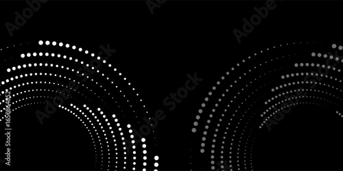 Dotted circular logo. circular concentric dots isolated on the white background. Halftone fabric design