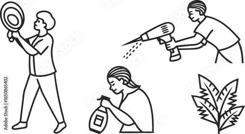 People engaged in various DIY and home improvement tasks, showcasing household chores and maintenance activities