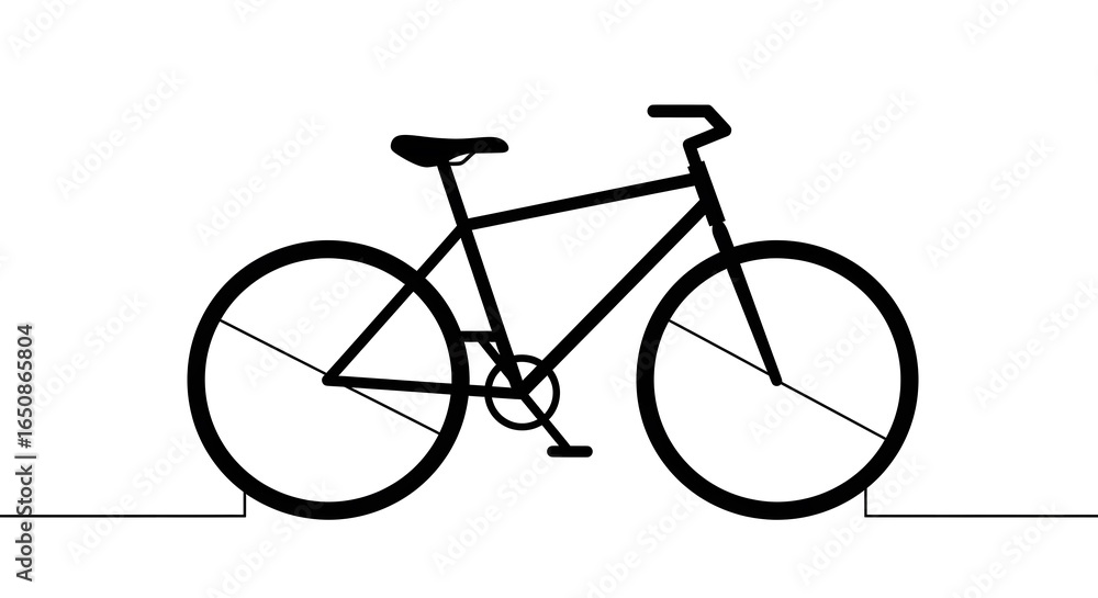 Fototapeta premium Minimalist Black Bicycle Silhouette on Clean White Background