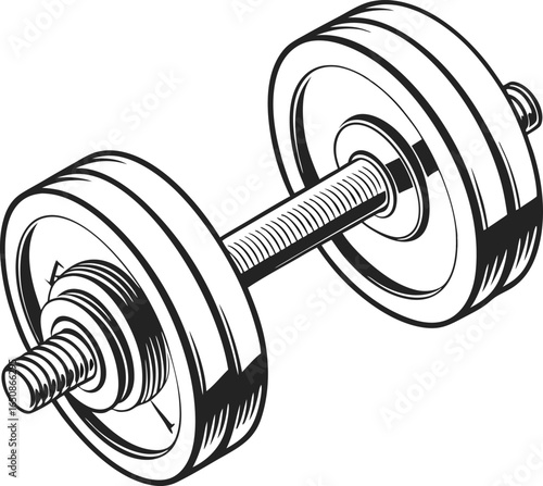 Dynamic dumbbell illustration for fitness motivation and workout inspiration, perfect for gym branding.