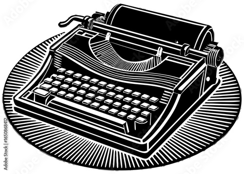 Typewriter Silhouette Outline & Vector