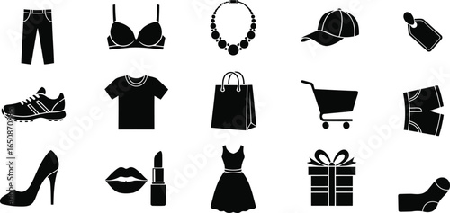Set of vector icons with various objects and symbols for illustration and design