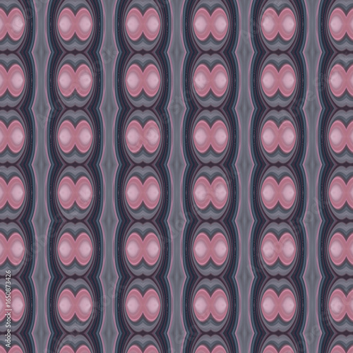 Repetitive pink and gray geometric striped pattern with modern symmetry, ideal for wallpaper, textile, and stylish abstract design. Pattern keyword included.