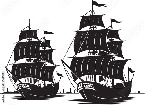 Majestic tall ships sail on ocean waves