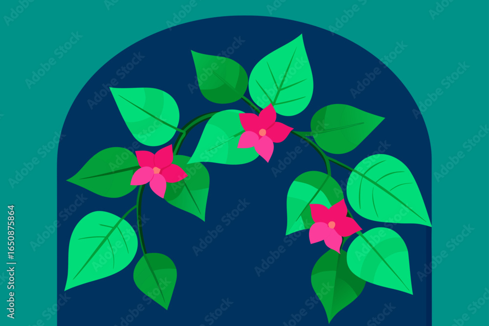 Obraz premium Dense Green Leaves with Bright Fuchsia Bougainvillea