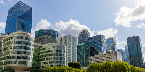 Skyline of La Défense, the high-rise business district west of Paris, France