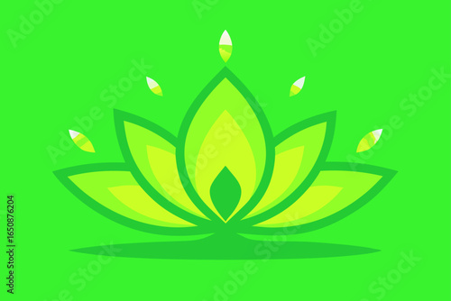 Digital Lotus Illuminated in Fluorescent Light on Dark Surface