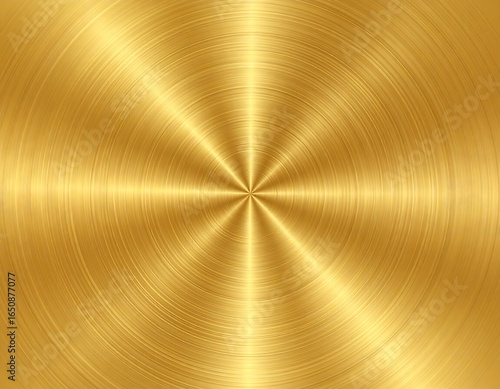 Elegant golden radial metallic surface texture background with bright center