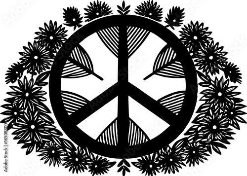 Peace Symbol Silhouette Vector & Icon