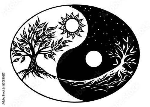 Yin-Yang Silhouette Vector