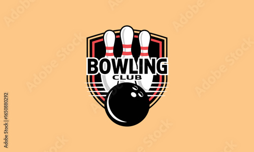 This logo features bowling pins and a ball, presenting an energetic vibe for the Bowling Club. The design emphasizes sportsmanship and community engagement in bowling.