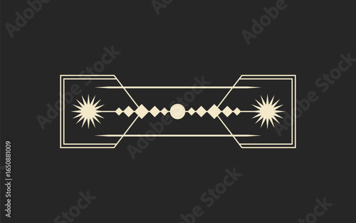 Golden vintage frame vector illustration. Luxury deco design in line art. Ar deco gatsby style element.