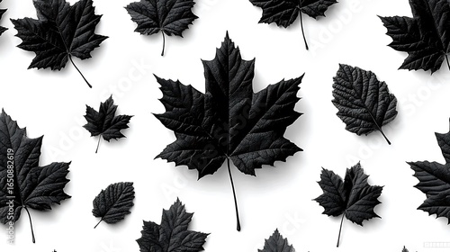Black and white leaf design repeat style high resolution background