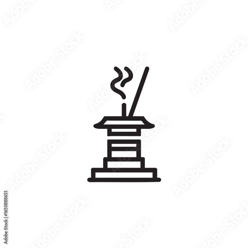  A simple outline of an incense stick in a burner.