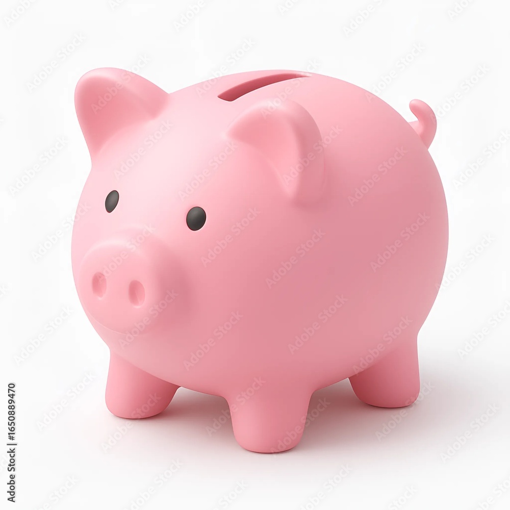 Obraz premium 3D Pastel Pink Piggy Bank Icon, Smooth Render, Isolated on White Background 