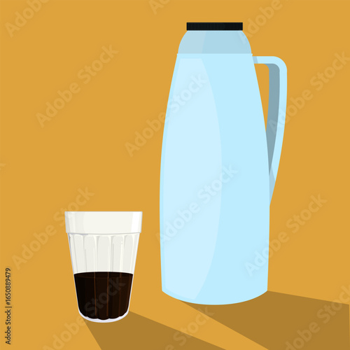 copo americano com café e garrafa térmica