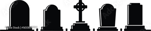 tombstones, cemetery, gravestones, cross, gothic, moody, dark, eerie, gloomy, supernatural, haunting, silhouette