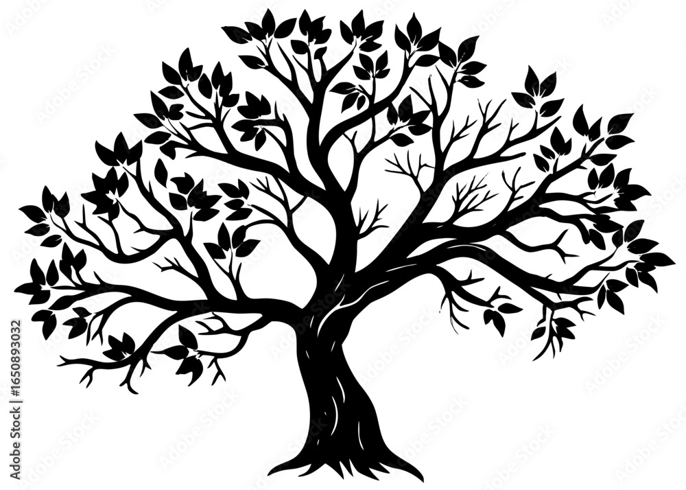 Obraz premium Tree Branch Silhouette Vector Art