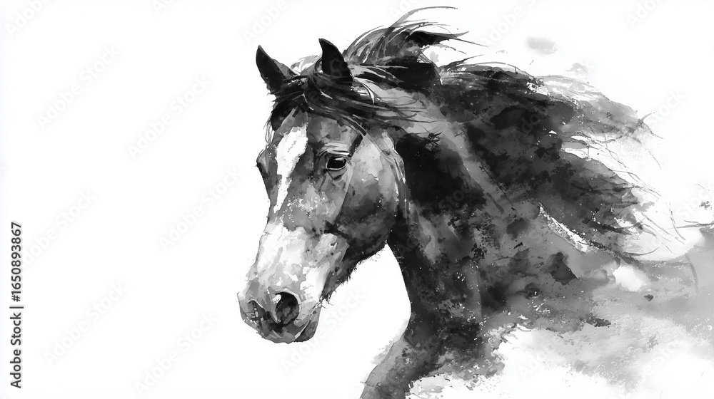 Obraz premium 馬の水彩イラスト