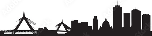 Iconic city skyline silhouette, modern urban landscape