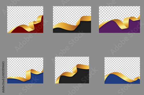Collection of elegant ribbon banners on transparent backgrounds for graphic design projects