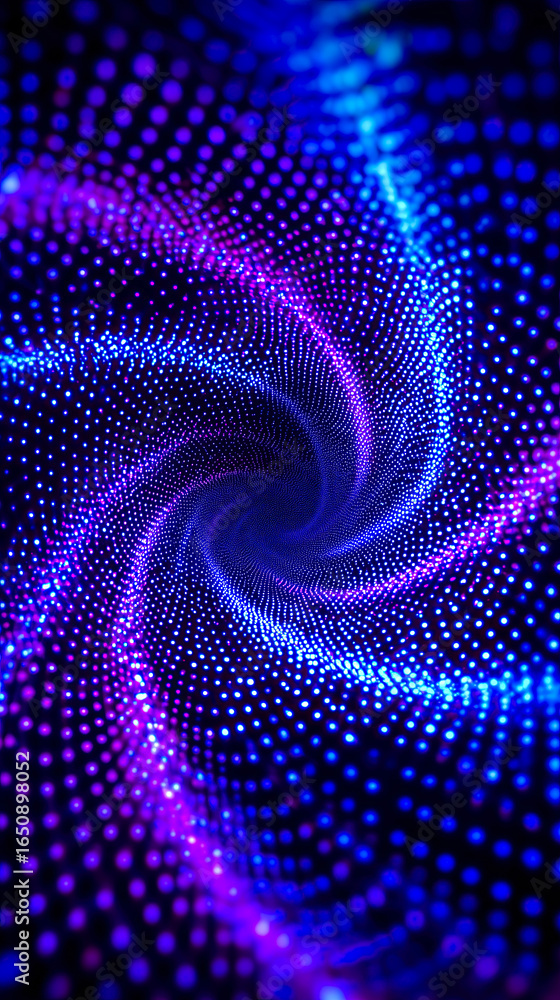 Obraz premium Spiral of dots in purple and blue. The dots are arranged in a way that creates a sense of movement and depth. The colors are vibrant and eye-catching, making the image feel dynamic and energetic