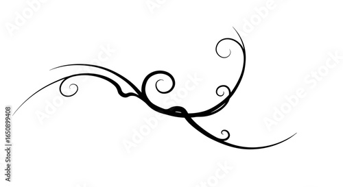 Decorative black swirl design on a white background for elegant composition