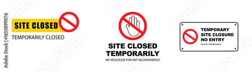 Temporary Site Closure Signs Vector Transparent Background, Safety Warning , Construction Site Closure.