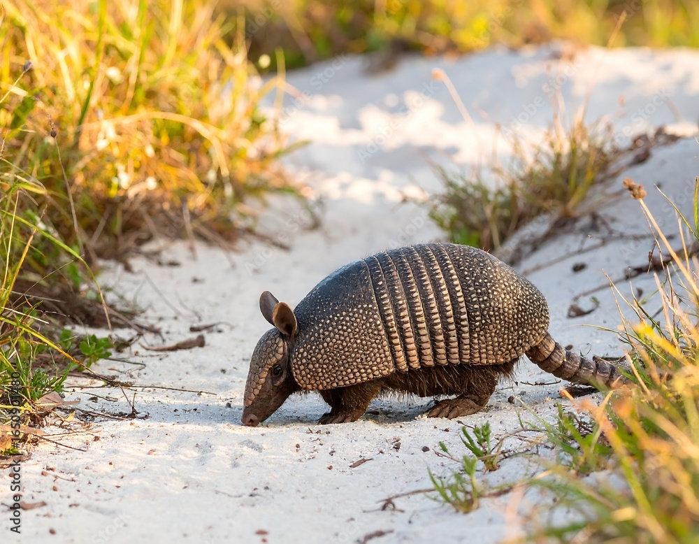 Obraz premium Armadillo on sandy path (1)