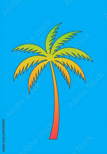 Vibrant Tropical Palm Tree Illustration 1.