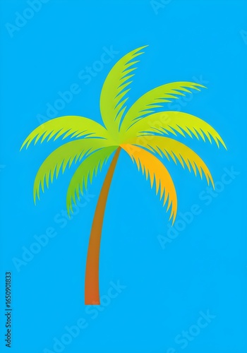 Vibrant Tropical Palm Tree Illustration.