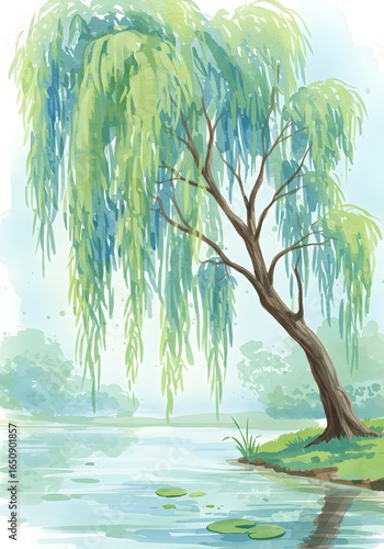 Weeping Willow Tree by the Lake.