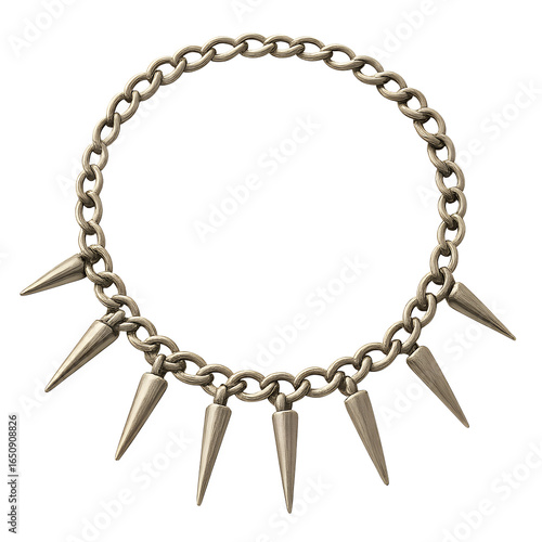 **Spike necklace isolated on white, professional product photography with transparent background**  