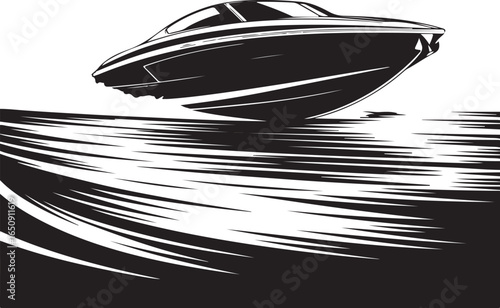 Sleek speedboat glides across dynamic water in bold style