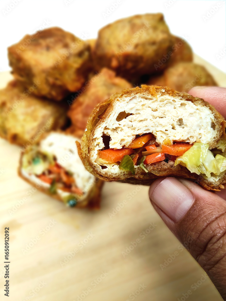 Golden Fried Tofu Puffs, a Popular Street Food Golden Fried Tofu Puffs, a Popular Street Food
