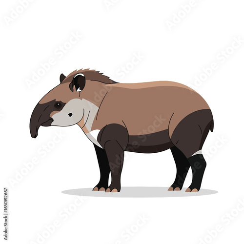 tapir cartoon character isolated on a white background