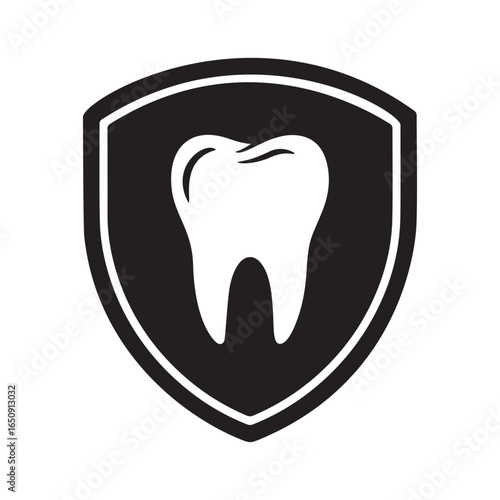 Dental health protection logo for dentist and oral hygiene services vector graphic design