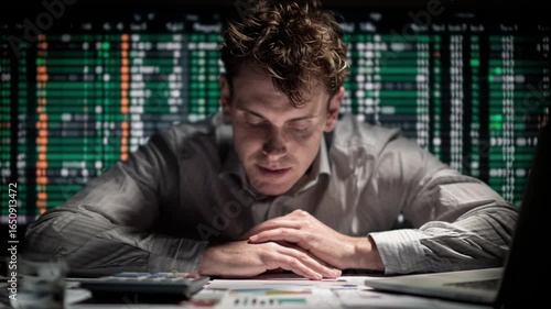 Professional analyzing complex holographic Excel data interface with advanced technology