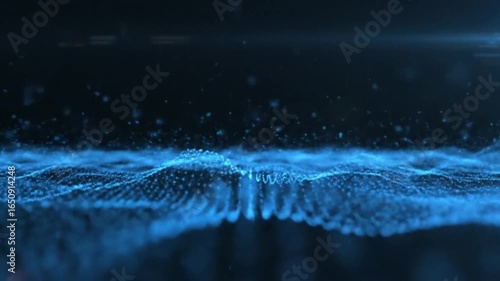 Abstract Blue Particle Wave Background 4k video