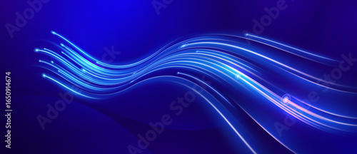 Futuristic abstract glowing data stream on a blue background