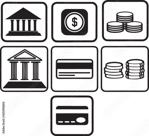 Financial Icons Banking, Credit, and Currency