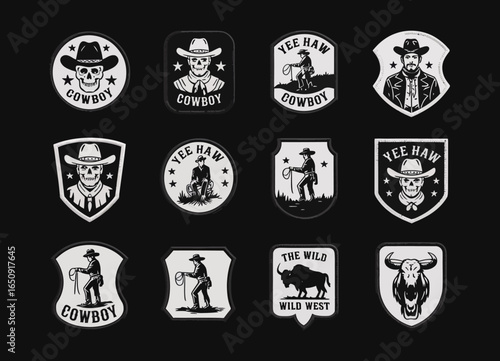 This collection of vibrant cowboy patches showcases various designs that reflect the exciting spirit of the wild west, inviting adventure and connection to cowboy culture.