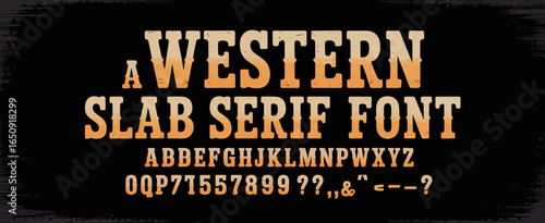 A captivating visual of a western slab serif font that combines elegance and vintage charm, perfect for any creative project or artistic direction needing distinct typography.