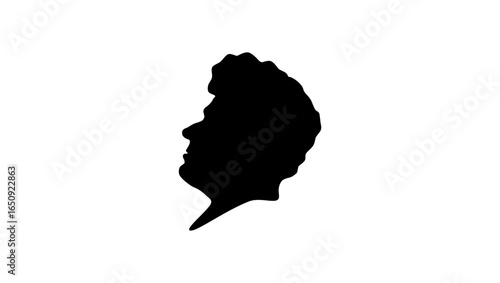 Stendhal portrait, black isolated silhouette