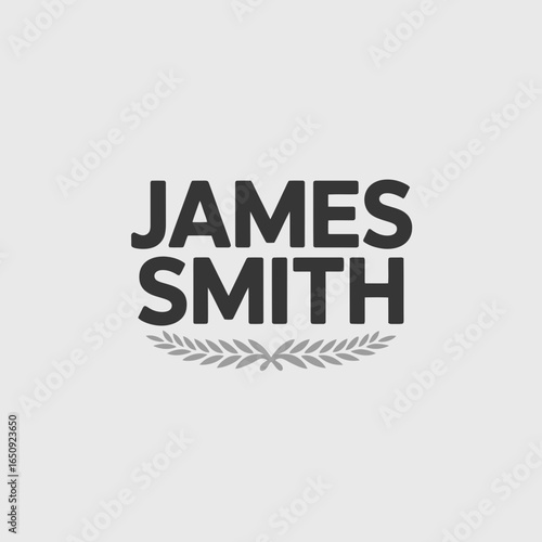 James smith name logo with laurel wreath silhouette isolated on white background